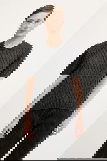 Пуловер Carhartt WIP Carter Cotton Cable Knit Short-Sleeve Sweater Сиво | I035181.89GD, 0