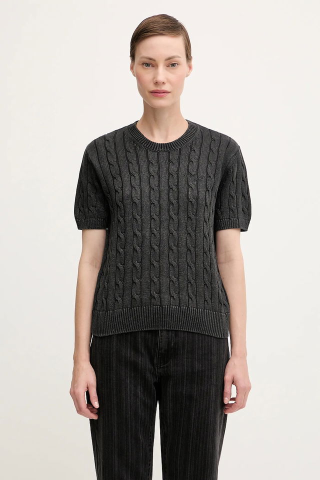 Carter Cotton Cable Knit Short-Sleeve Sweater