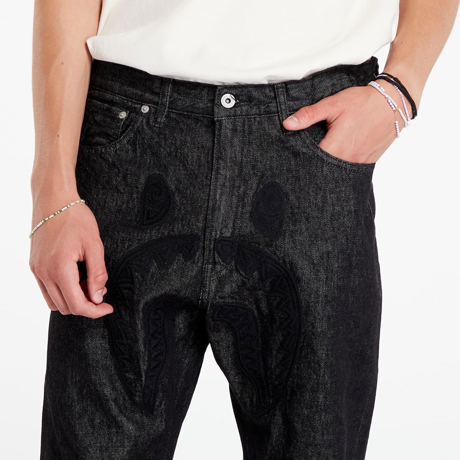 Дънки BAPE A BATHING APE Shark 13 Oz Denim Pants Черно | 001DPK801004M BLK, 1