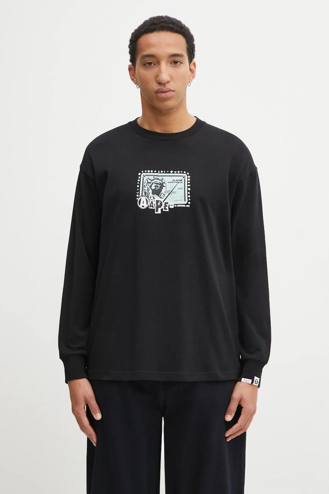 Theme Main Stamp Graphic Long Sleeve T-Shirt