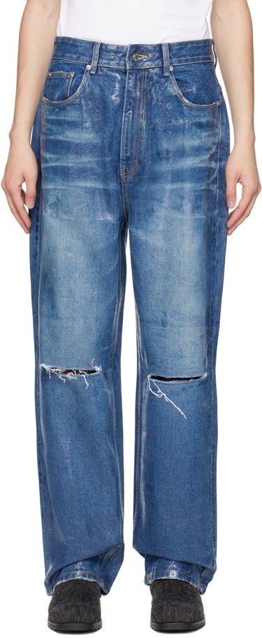Дънки We11done We11done Foil Distressed Jeans Синьо | WD-DP1-23-342-M-BL, 0
