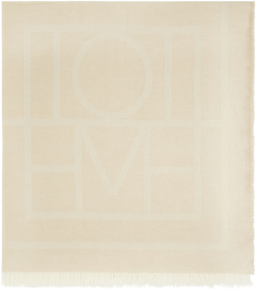 Шал TOTEME Monogram Wool Cashmere Scarf Бежово | 224-894-808