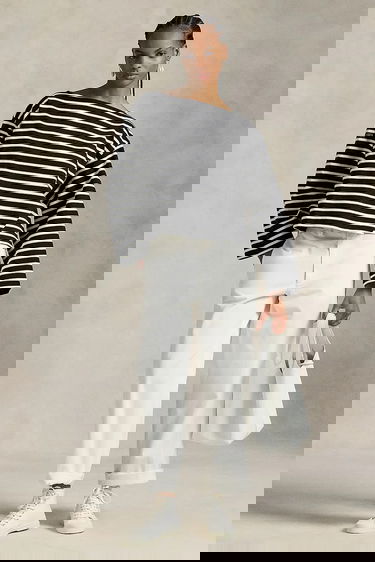 Тениска Polo by Ralph Lauren Polo Ralph Lauren Striped Cropped Long Sleeve T-Shirt Черно | 211959103, 2