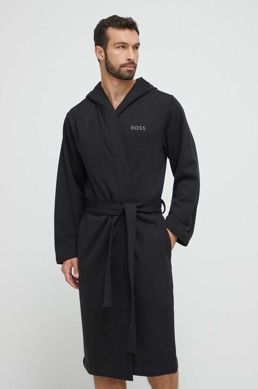 Бельо и чорапи BOSS Organic-cotton Hooded Dressing Gown Черно | 50497023, 0