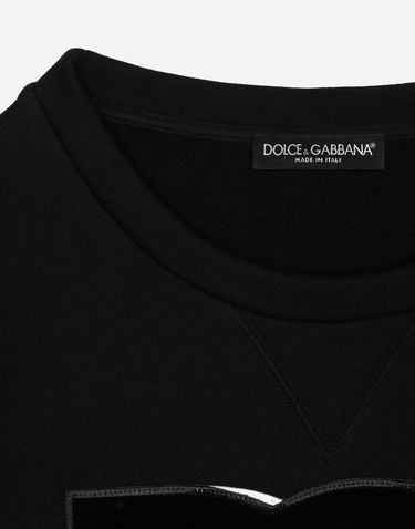 Суитчър Dolce & Gabbana Cropped Cotton Crewneck Sweatshirt with DG Logo Черно | F9P40ZHU7HVN0000, 2