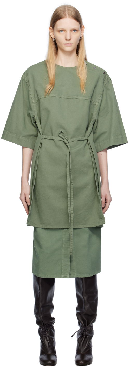Pокля LEMAIRE Boxy Denim Midi Dress Зелено | TO1129 LD1002, 0