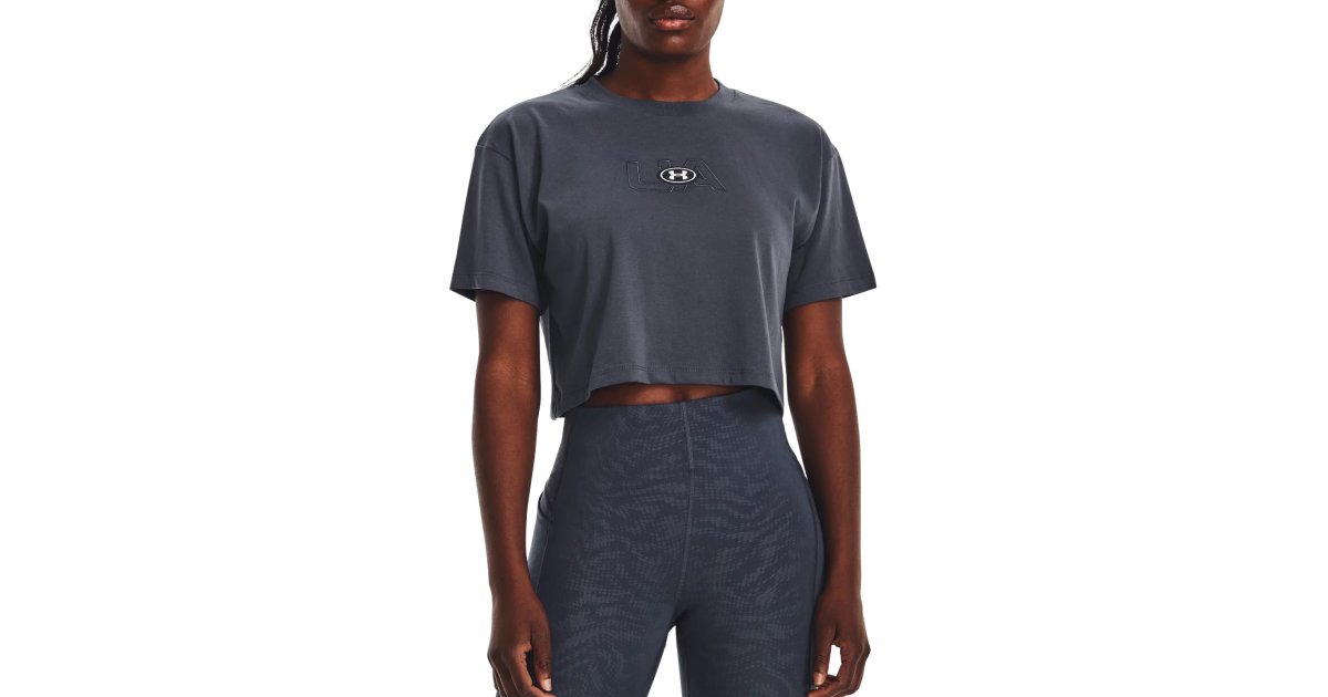 Съкратен топ Under Armour Branded Logo Crop Tee Сиво | 1376751-044, 1