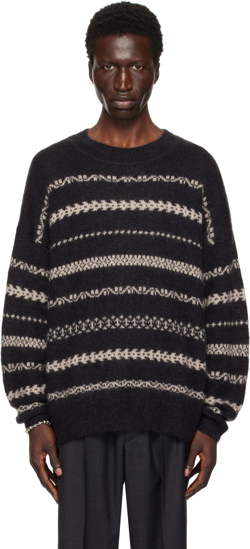 Пуловер ISABEL MARANT Striped Knit Sweater Черно | 25PPU0652HA-C1L04H