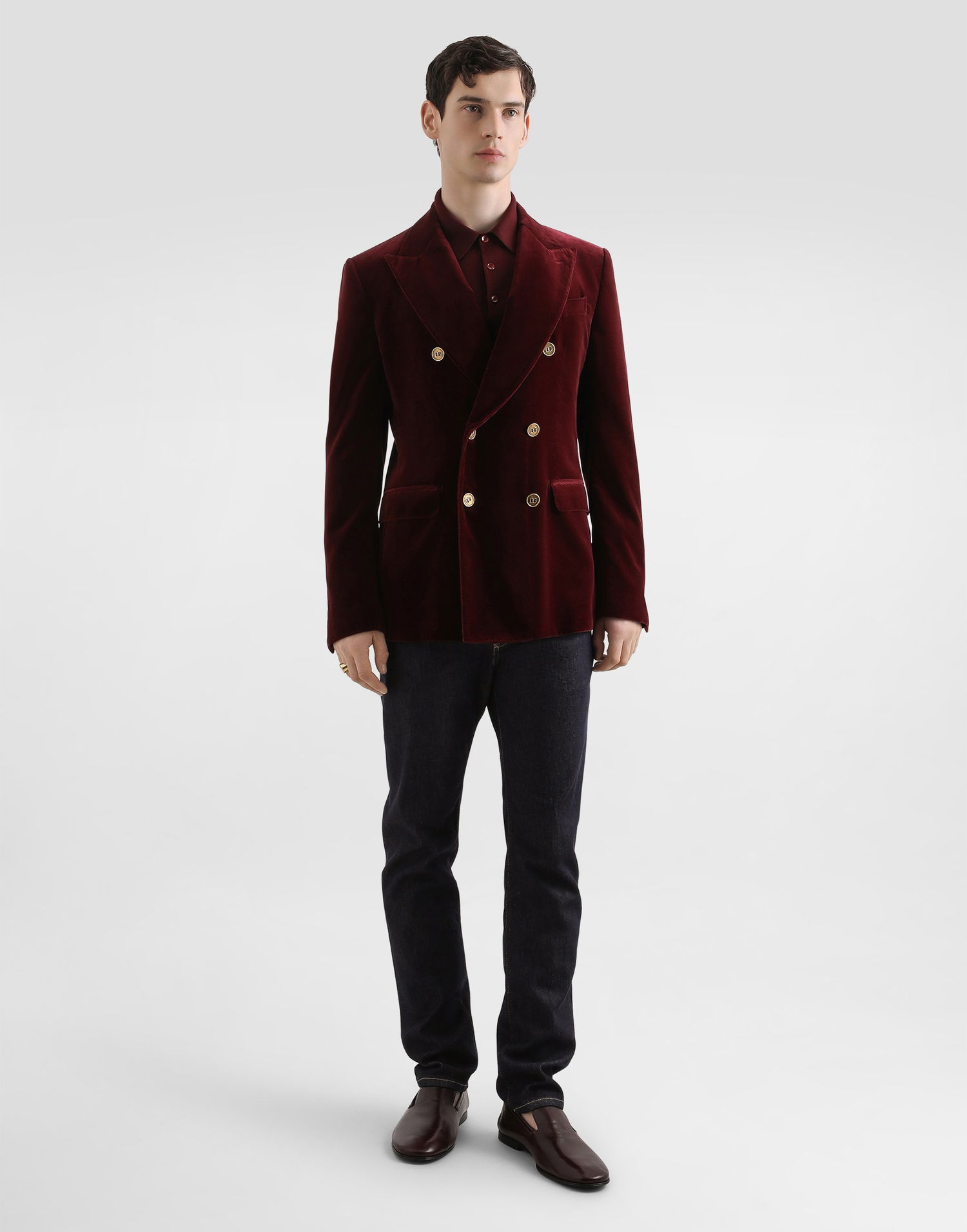 Поло тениска Dolce & Gabbana Dolce & Gabbana Fine-Gauge Wool Long Sleeve Polo Shirt Бургунди | GXZ25TJDVBVF0130, 1