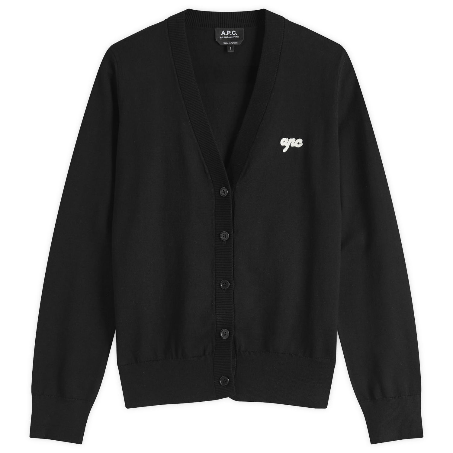 Пуловер A.P.C. Women's Berangere Logo Knit Cardigan, Size Small Черно | COGDK-F22318-LZZ, 1