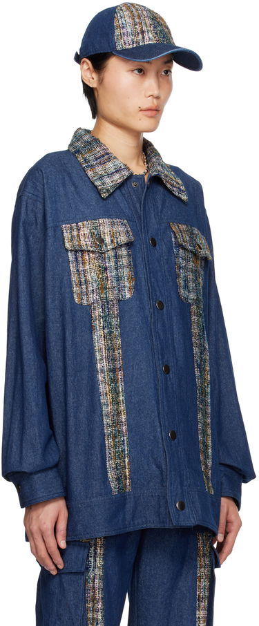 Шапка с козирка Anna Sui Anna Sui Denim Jacket with Tweed Panels Синьо | M1024B33, 1