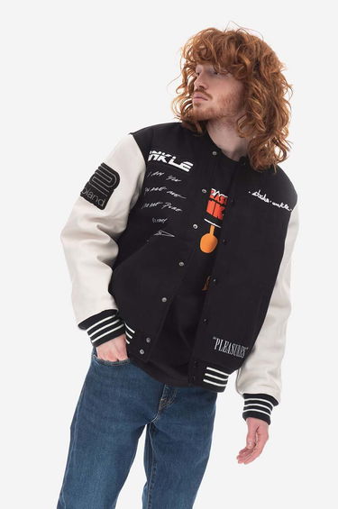 Яке бомбър Pleasures Bomber Jacket Unkle Varsity Черно | P22U012, 0
