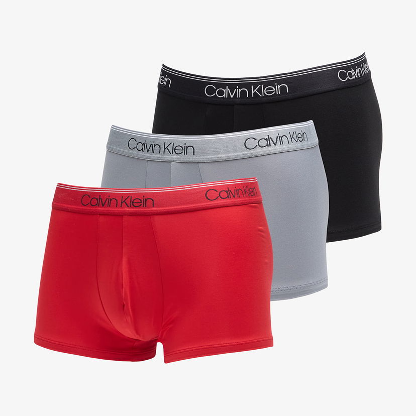 Боксерки CALVIN KLEIN Microfiber Stretch Wicking Technology Low Rise Trunk 3-Pack Black/ Convoy/ Red Gala Многоцветен | NB2569A 8Z8