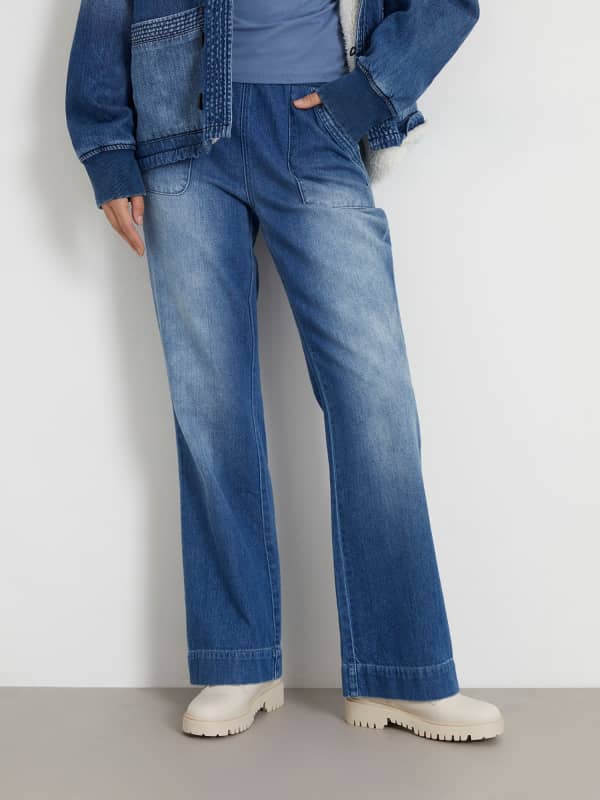 Дънки GUESS High Rise Wide Leg Denim Pant Тъмно синьо | W3BA1BD58L0, 0