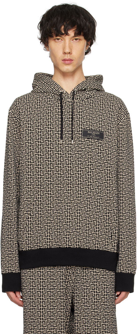 Суитчър Balmain Monogram Hoodie Черно | CH1JR002JC97, 0