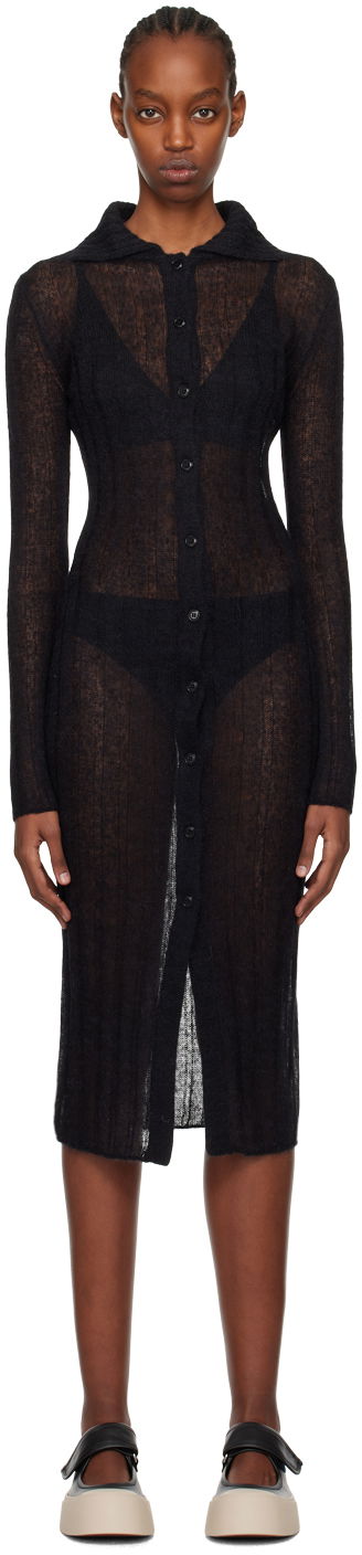 Pокля KENZO Paris Semi-Sheer Midi Dress Черно | FE52CA4543AB, 0
