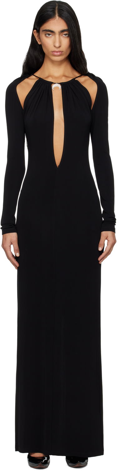 Pокля Marine Serre Marine Serre Draped Jersey Long Sleeve Maxi Dress Черно | WDR410ACJER0082, 0