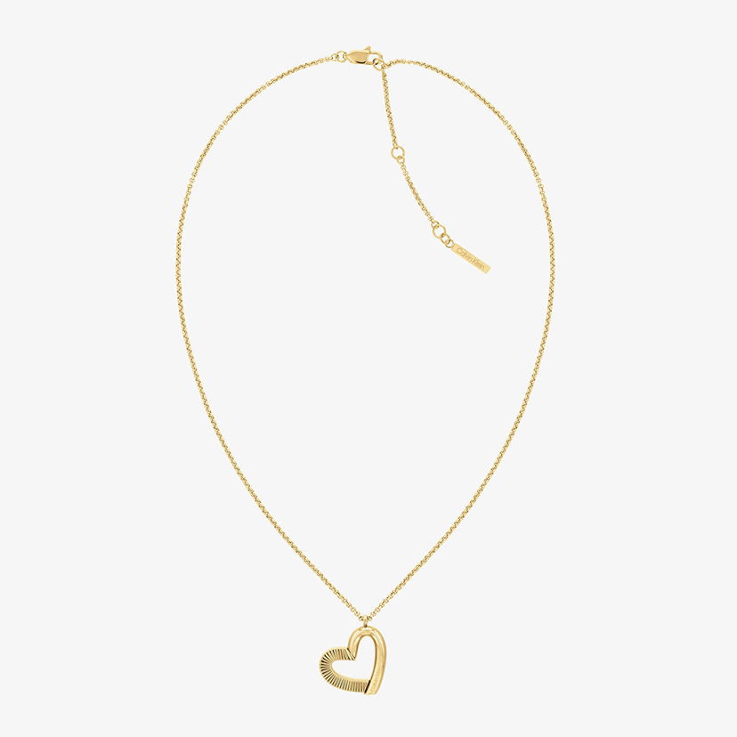 Колие CALVIN KLEIN Ribbed Heart Pendant Necklace Жълто | 35000385