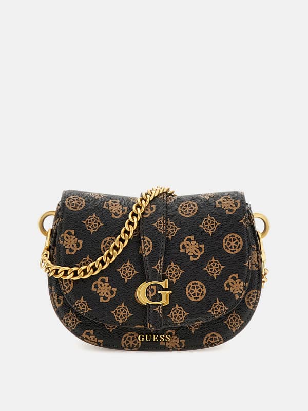 Дамска чанта GUESS Kuba 4G Peony Logo Mini Crossbody Кафяво | HWPA9329780