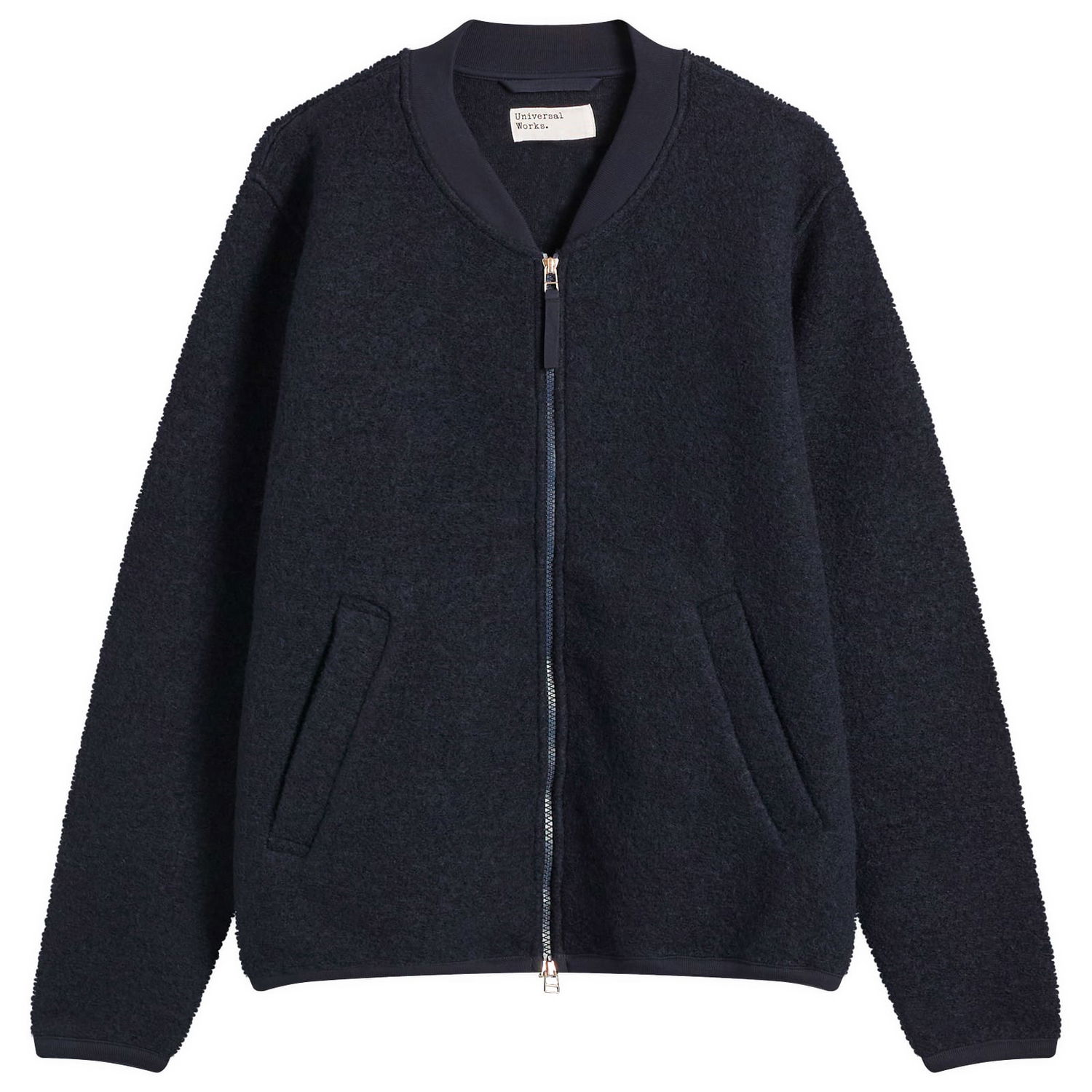 Яке бомбър Universal Works Universal Works Wool Fleece Zip Bomber Jacket, Size Small Тъмно синьо | 00018-NVY, 0