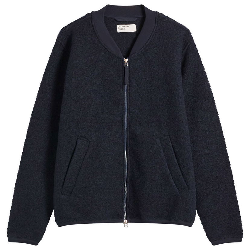 Яке бомбър Universal Works Universal Works Wool Fleece Zip Bomber Jacket, Size Small Тъмно синьо | 00018-NVY