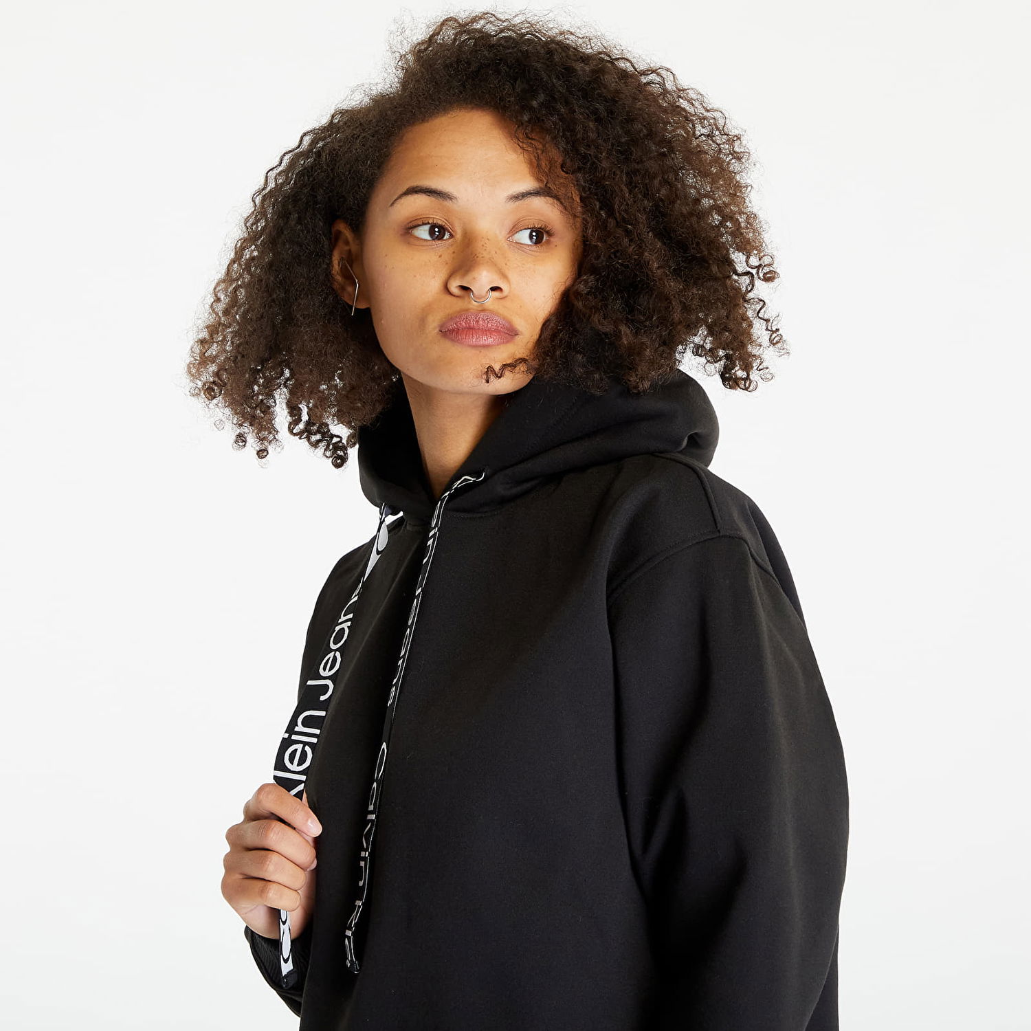 Суитчър CALVIN KLEIN Oversized Logo Tape Hoodie Черно | J20J221942 BEH, 1