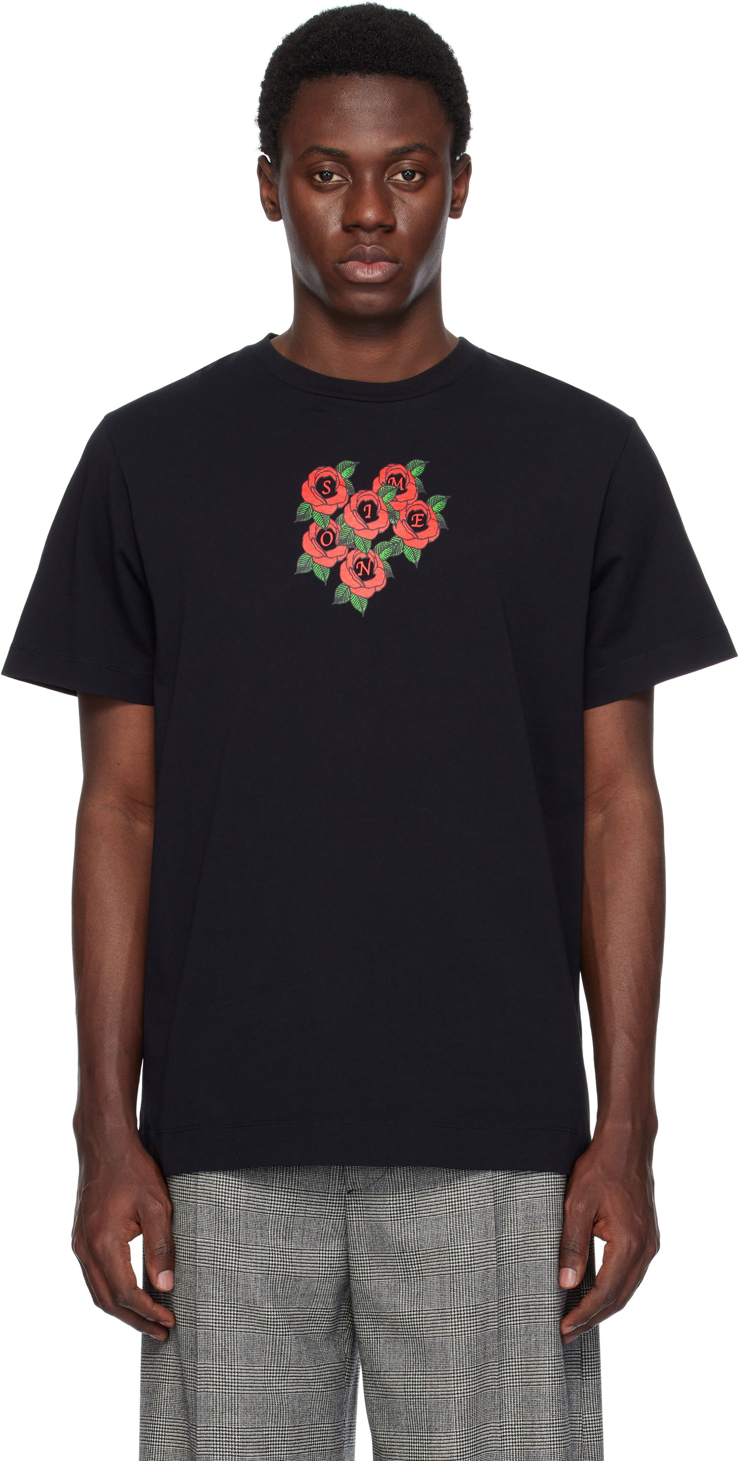 Тениска Simone Rocha Simone Rocha Cluster Rose Logo Print T-Shirt Черно | 5195P36P37-M 0569, 0