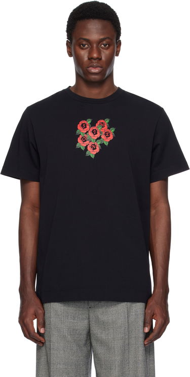 Тениска Simone Rocha Simone Rocha Cluster Rose Logo Print T-Shirt Черно | 5195P36P37-M 0569, 0