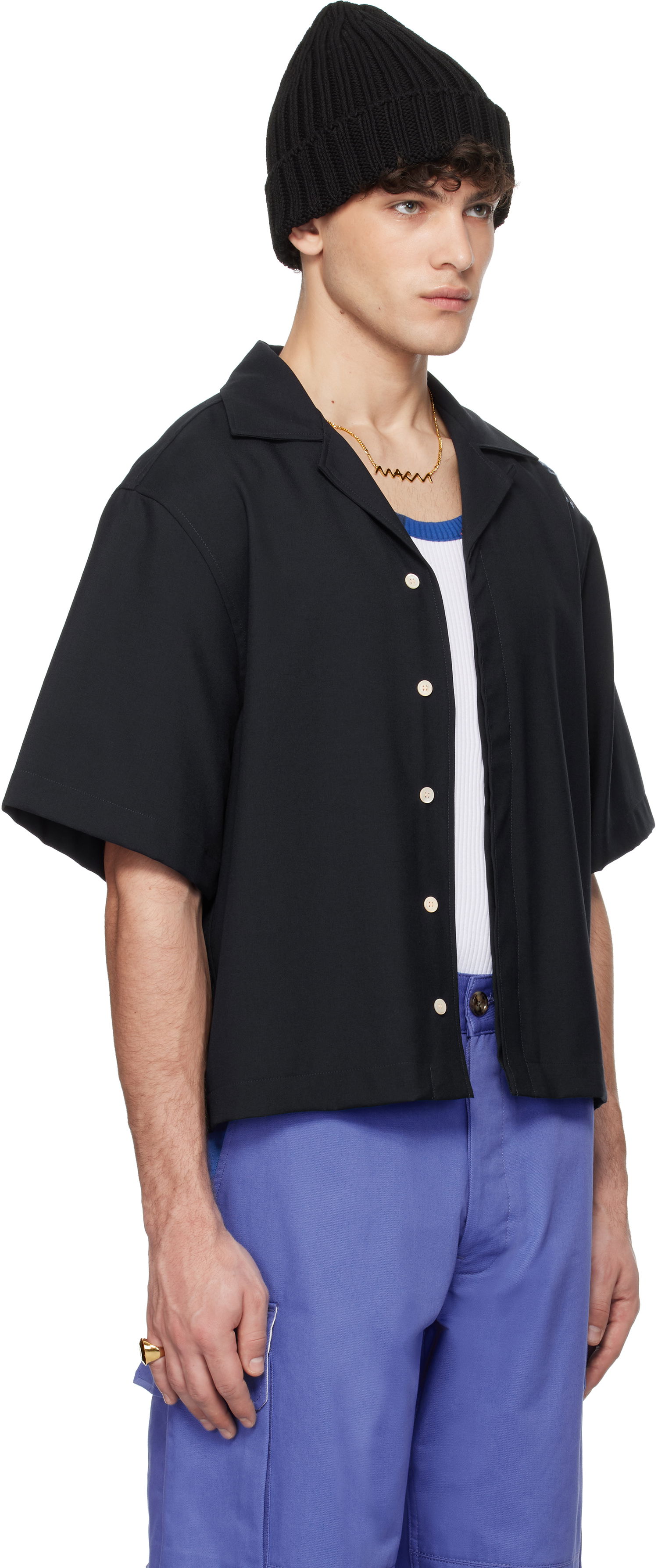Риза Marni Marni Tropical Wool Resort Shirt Черно | CUMU0330S0 TW839, 1