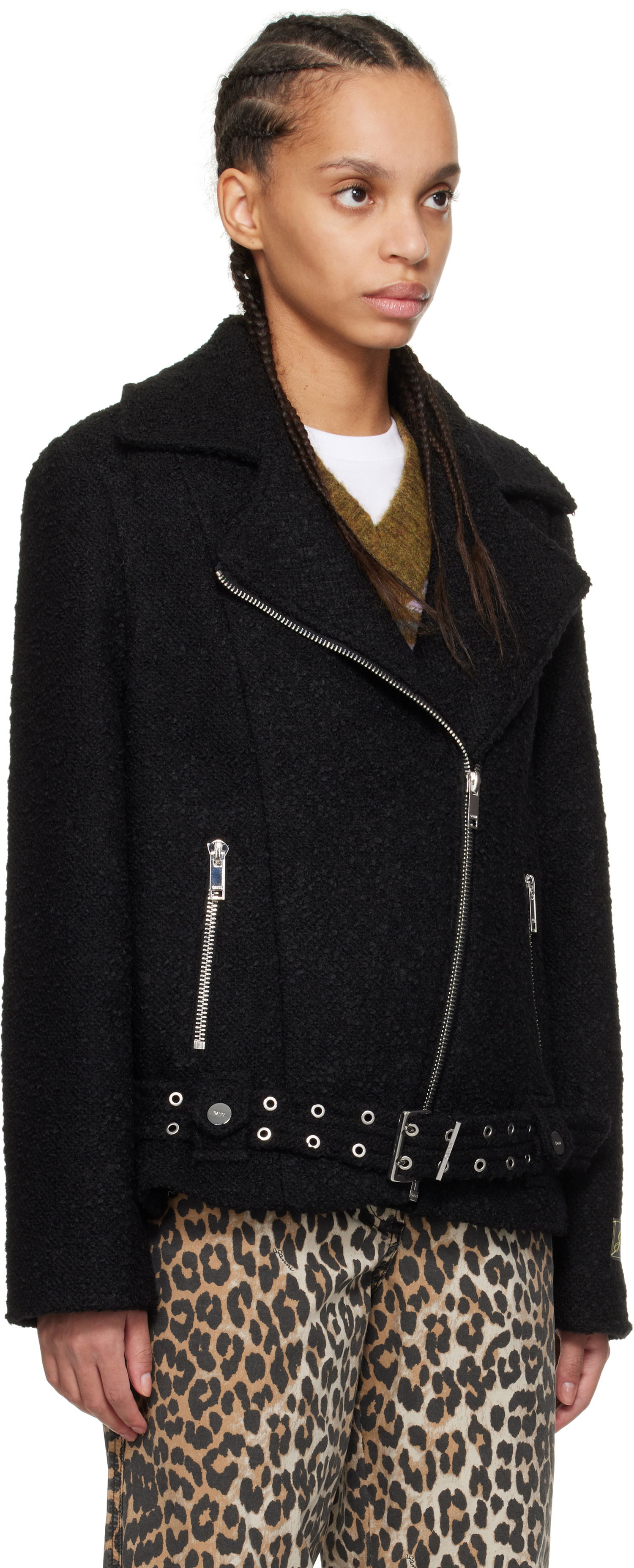 Яке GANNI GANNI Textured Boucle Wool Jacket Черно | W0026, 1