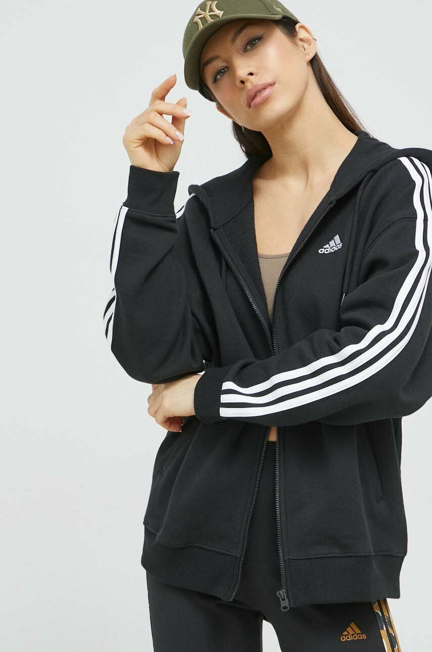 Суитчър adidas Performance 3 Stripes Oversized Full-Zip Hoodie Черно | IC8782, 0