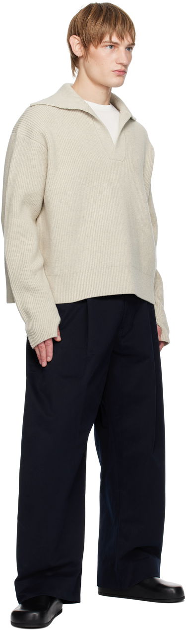 Панталони Studio Nicholson Studio Nicholson Pleated Wide-Leg Trousers Тъмно синьо | SORTE SNM - 1248, 3