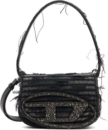 Чанта през рамо Diesel 1DR Distressed Crystal-Embellished Shoulder Bag Черно | X08396 P8398, 0