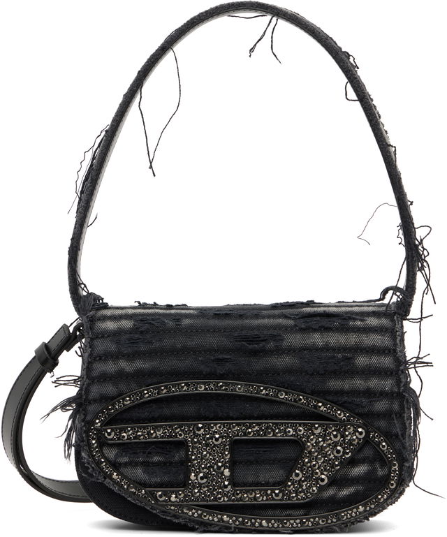 1DR Distressed Crystal-Embellished Shoulder Bag