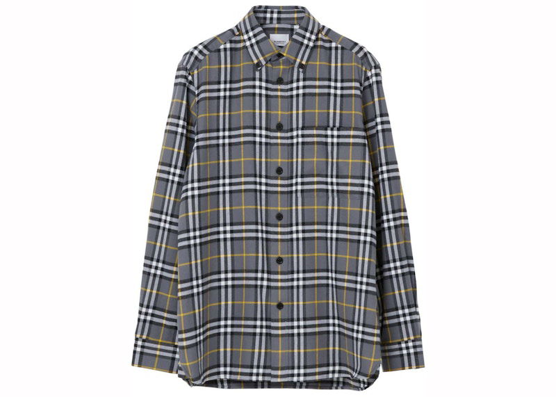 Риза Burberry Burberry Check-Pattern Cotton Flannel Shirt Сиво | 8064884/8004833, 0