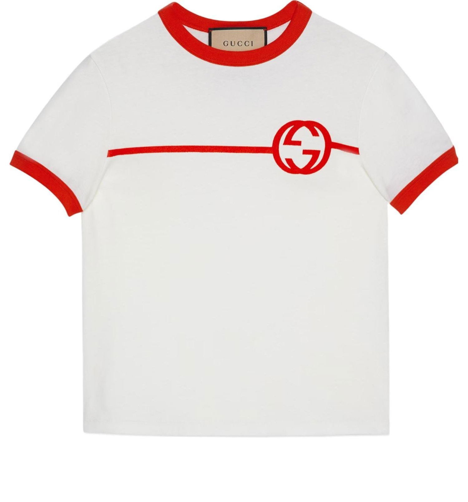 Тениска Gucci Cotton Jersey T-Shirt with Interlocking G Print Бяло | 723566-XJF74-9095, 0