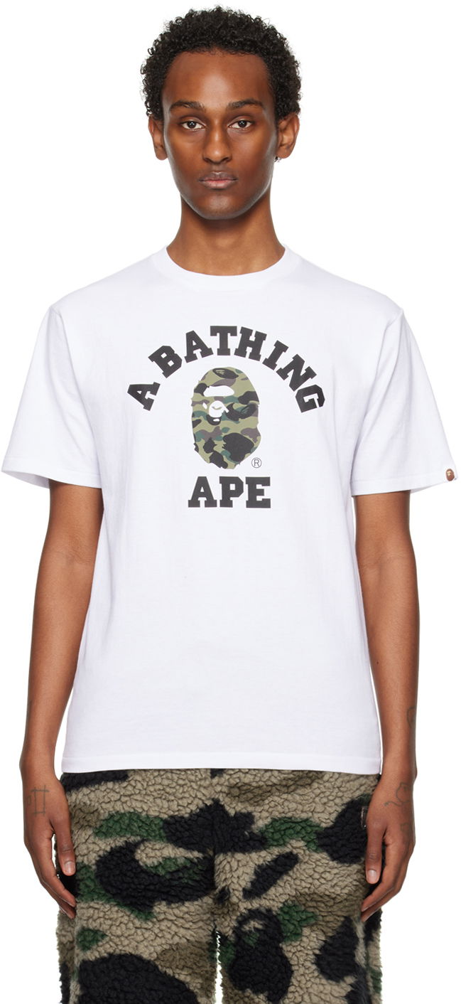 Тениска BAPE 1st Camo College T-Shirt Бяло | 001TEJ801016M