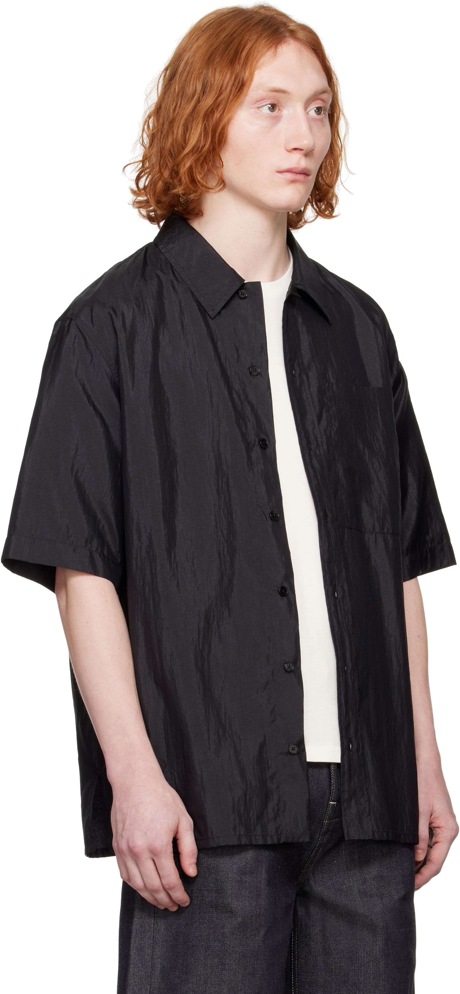 Риза Jil Sander Jil Sander Canvas Short Sleeve Shirt Черно | J47DL0165_J70003, 1