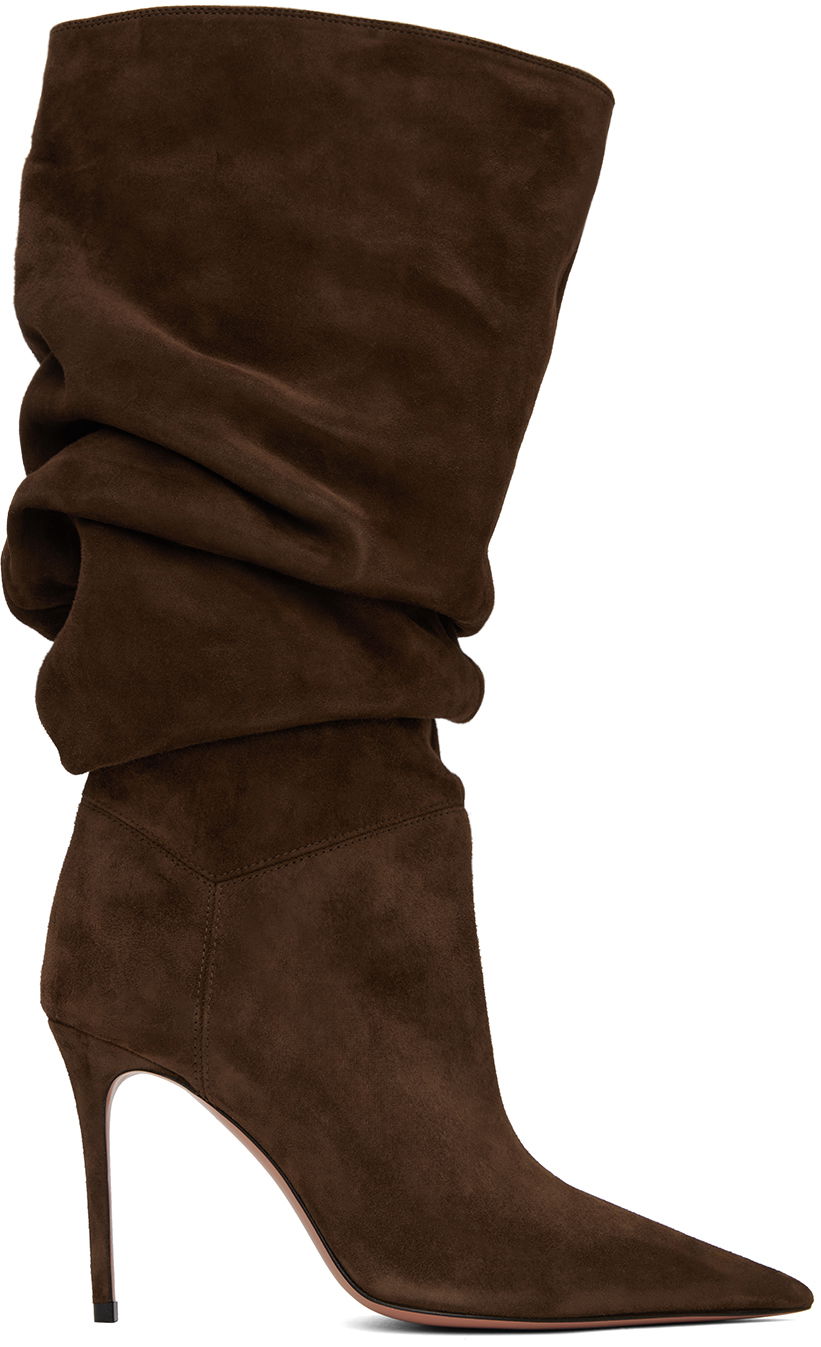 Облекло Amina Muaddi Amina Muaddi Jahleel Suede Slouch Boots Кафяво | JAHLEEL BOOTIE ST SUEDE, 0