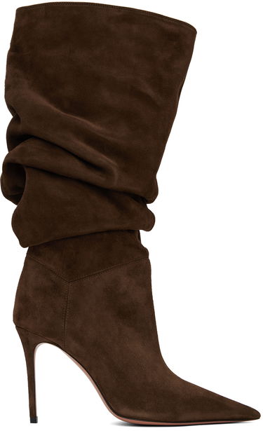 Облекло Amina Muaddi Amina Muaddi Jahleel Suede Slouch Boots Кафяво | JAHLEEL BOOTIE ST SUEDE, 0
