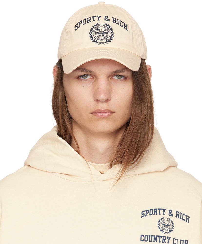 Шапка с козирка Sporty & Rich Off-White Varsity Crest Cap Бежово | AC039S409VC