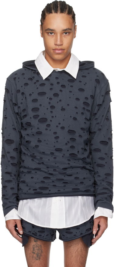 Суитчър Acne Studios Acne Studios Layered Knitted Hoodie Тъмно синьо | BL0407-, 0