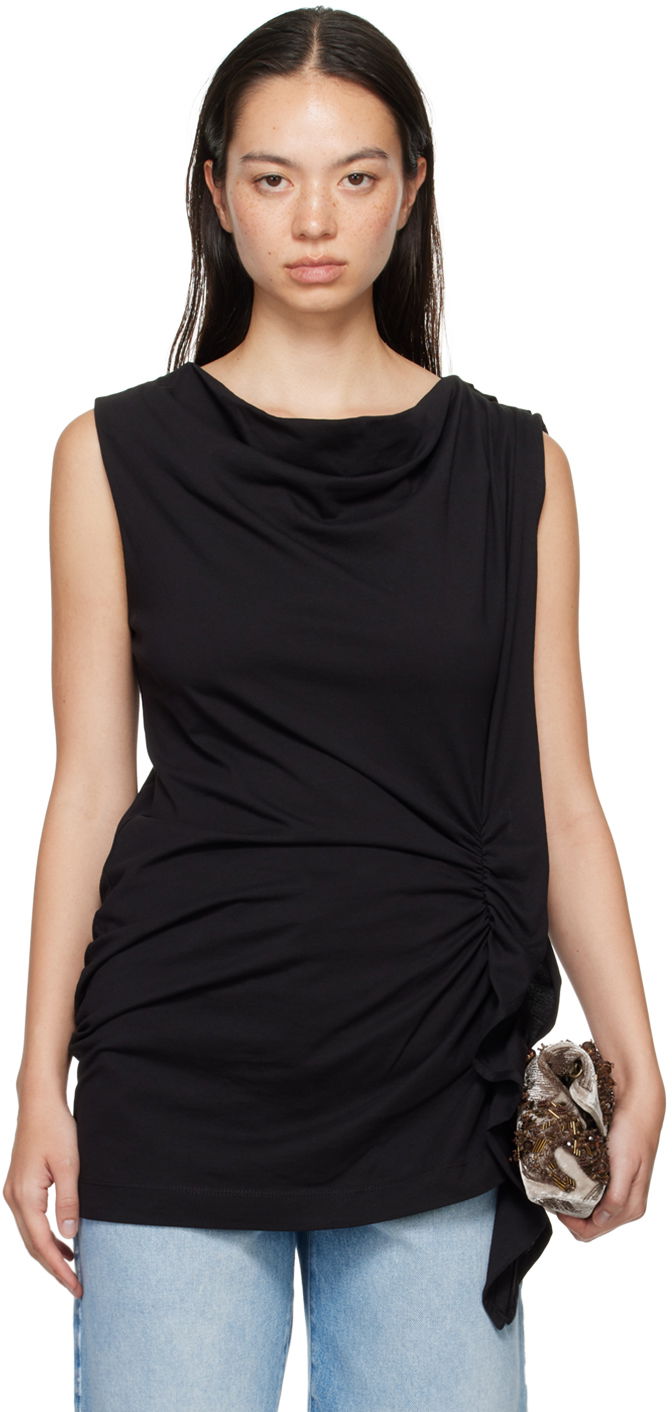 Потник Dries Van Noten Black Ruffled Jersey Top Черно | 242-011115-9603, 0