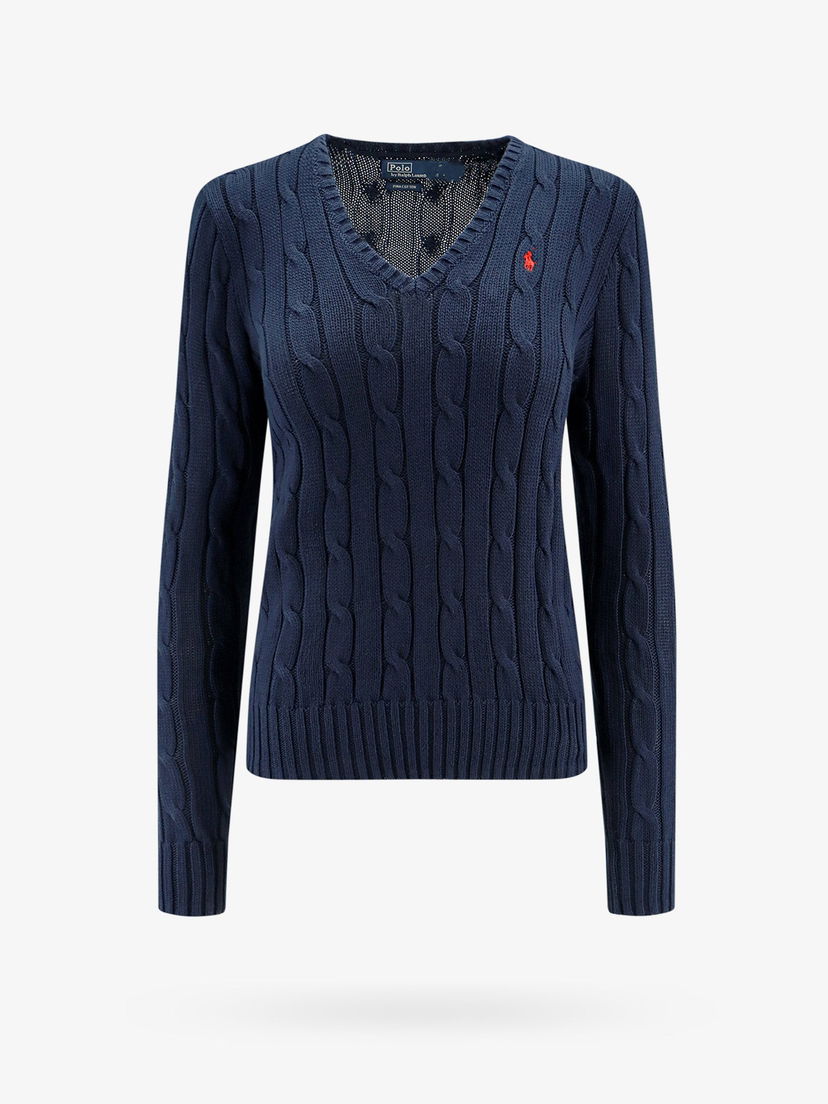 Пуловер Polo by Ralph Lauren Cable Knit V-Neck Sweater Синьо | 211891641002