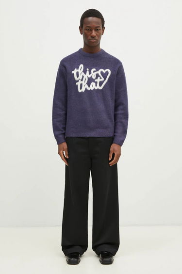 Пуловер thisisneverthat thisisneverthat Heart Logo Knit Sweater Лилаво | TN243KKNPK11, 4