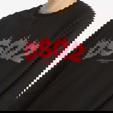 Суитчър DSQUARED2 Flames Logo Crew Sweat, Large Черно | S71GU0717-S25551-900, 5