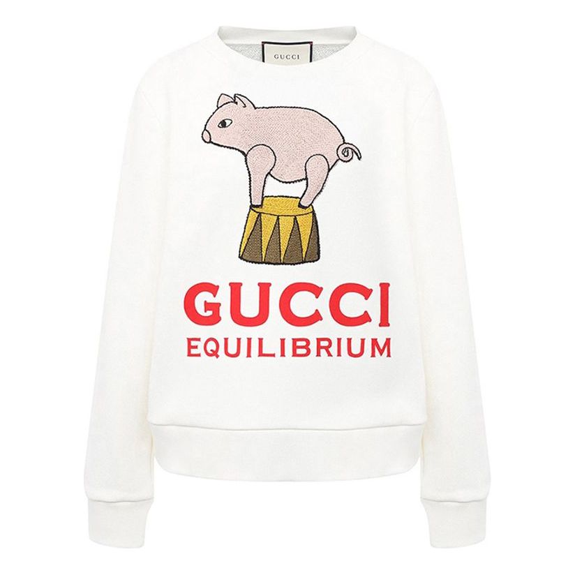 Суитчър Gucci Gucci Equilibrium Pig Sweatshirt Бяло | 623450-XJCRW-9095, 0