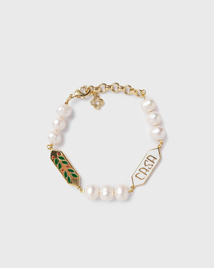 Гривна Casablanca Laurel Pearl Gold-Plated Bracelet Бяло | APF25-JW-091-01