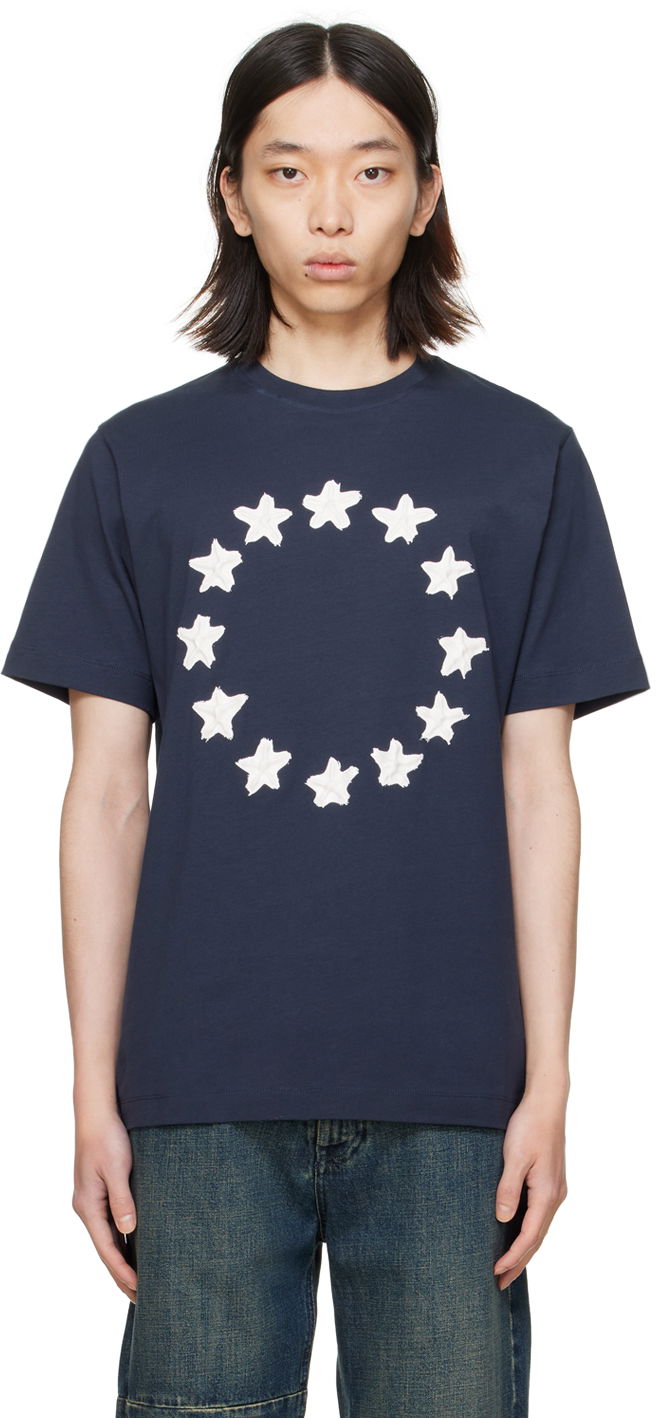 Тениска Études Études Wonder Painted Stars T-Shirt Тъмно синьо | E24MM110A00744, 0