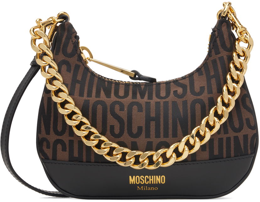 Чанта за кръста Moschino Brown & Black Jacquard Logo Bag Черно | 2426M7414 8268 1103